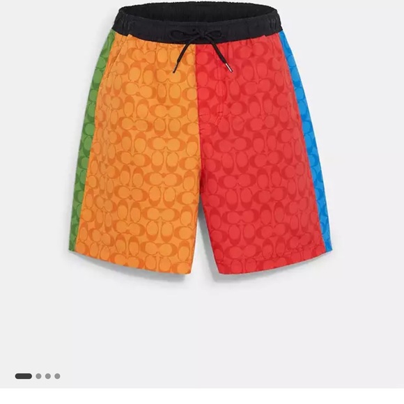 Coach men’s color block signature swim trunk - Picture 3 of 9